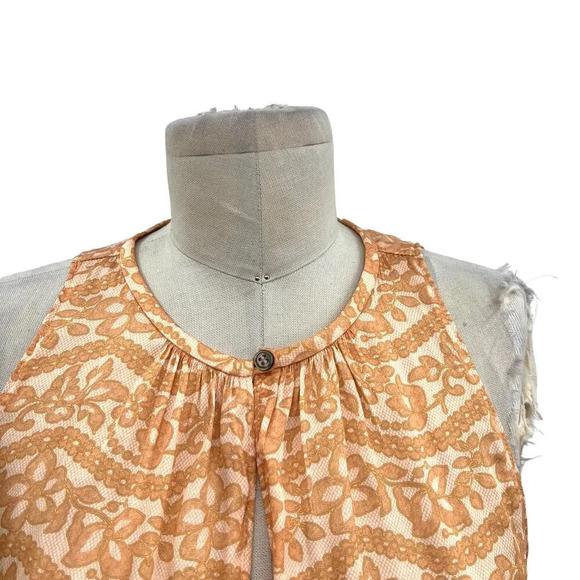 Current Air Los Angeles The Wyland Dress Smocked Mini Orange Floral Size Small - Picture 4 of 15